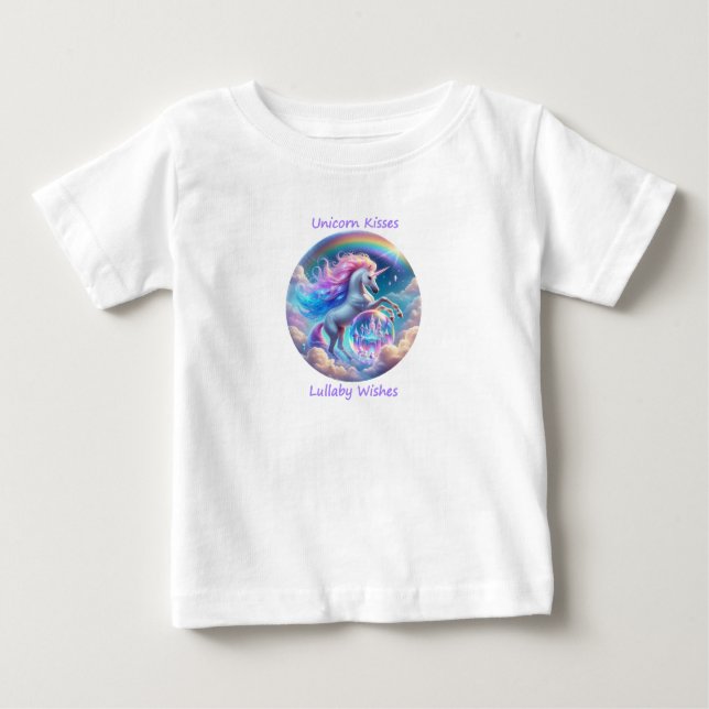 Camiseta De Bebé Unicorn Kisses Lullaby Wishes Rainbow Baby T-Shirt (Anverso)