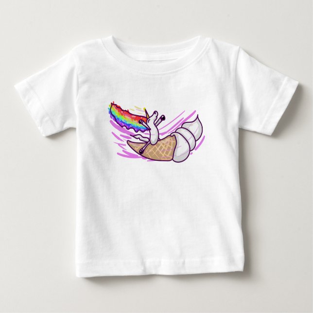 Camiseta De Bebé Unicorn Rainbow Riding Ice Cream Cone (Anverso)