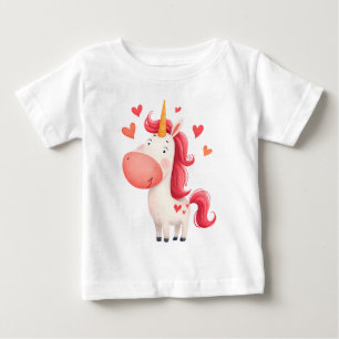 Camiseta De Bebé Unicornio Adorable con Corazones – Niños Mágicos