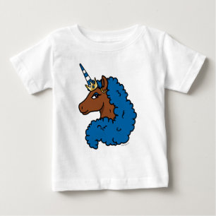 Camiseta De Bebé Unicornio Afro Azul