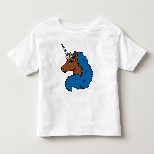 Camiseta De Bebé Unicornio Afro Azul (Anverso)