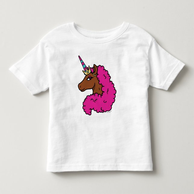 Camiseta De Bebé Unicornio Afro de Rosa Caliente (Anverso)