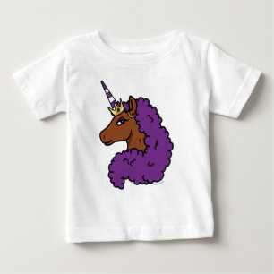 Camiseta De Bebé Unicornio Afro Púrpura