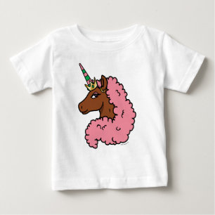 Camiseta De Bebé Unicornio Afro Rosa Claro