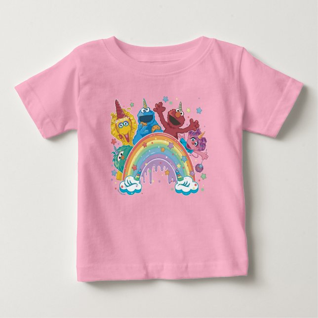 Camiseta De Bebé Unicornio Arcoíris de Sesame Street (Anverso)