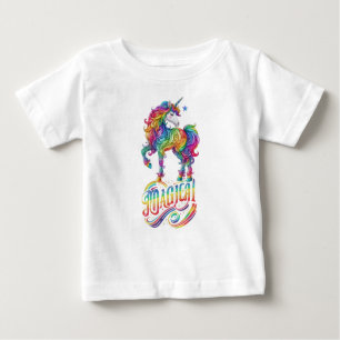 Camiseta De Bebé Unicornio arcoiris lindo y colorido