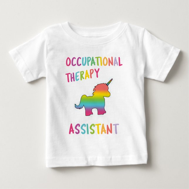 Camiseta De Bebé Unicornio auxiliar OT de la terapia profesional (Anverso)