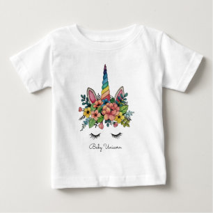 Camiseta De Bebé Unicornio azota con cuerno arco iris