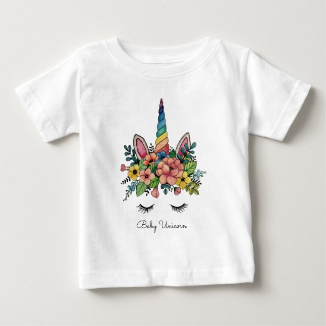 Camiseta De Bebé Unicornio azota Con Horno Arcoiris (Anverso)