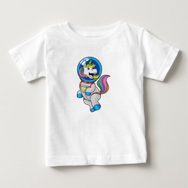 Camiseta De Bebé Unicornio como astronauta en el espacio (Anverso)