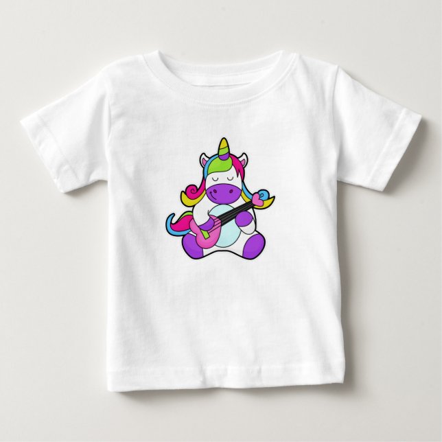 Camiseta De Bebé Unicornio como músico con guitarra (Anverso)