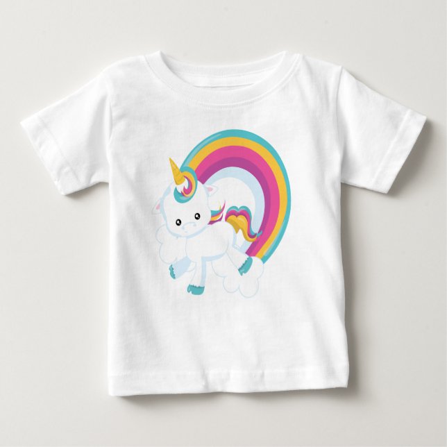 Camiseta De Bebé Unicornio con arcoiris (Anverso)