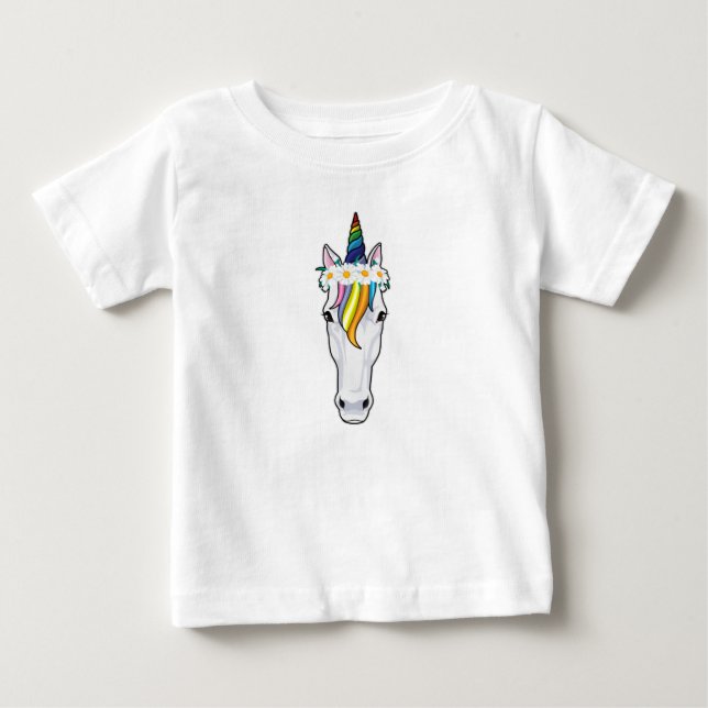 Camiseta De Bebé Unicornio con flores (Anverso)