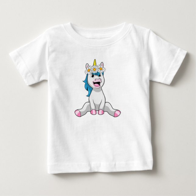Camiseta De Bebé Unicornio con flores (Anverso)