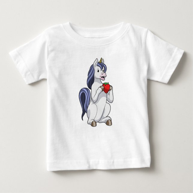 Camiseta De Bebé Unicornio con frutilla de fresa (Anverso)