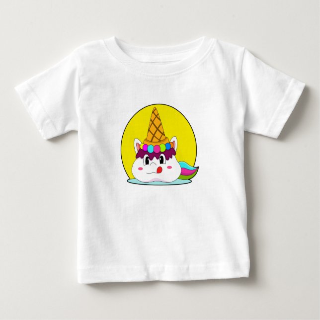 Camiseta De Bebé Unicornio con helado (Anverso)