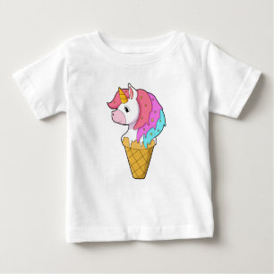 Camiseta De Bebé Unicornio con helado