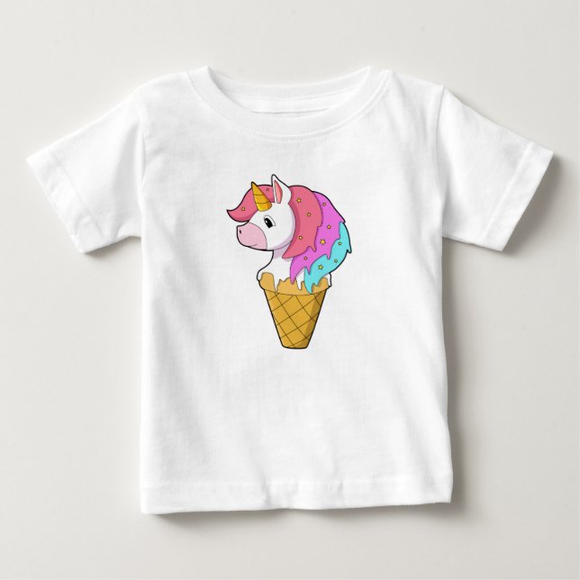 Camiseta De Bebé Unicornio con helado (Anverso)