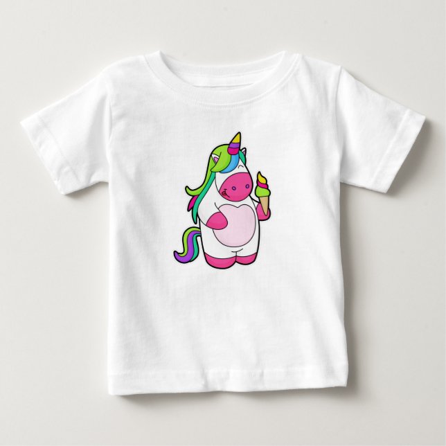 Camiseta De Bebé Unicornio con helado de Waffle (Anverso)