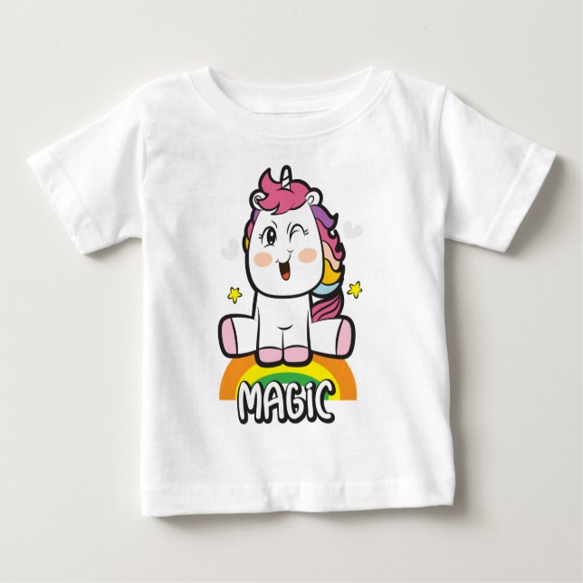 Camiseta De Bebé Unicornio con magia (Anverso)
