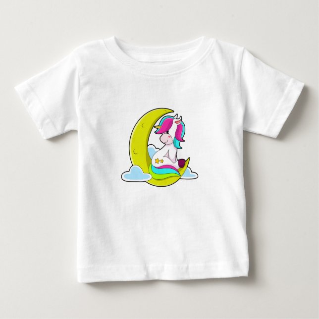 Camiseta De Bebé Unicornio con nubes y luna (Anverso)