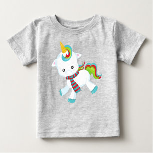 Camiseta De Bebé Unicornio Con Scarf, Unicornio Cuto, Pequeño Unico