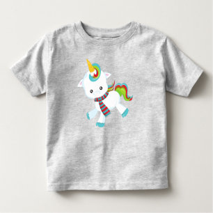 Camiseta De Bebé Unicornio Con Scarf, Unicornio Cuto, Pequeño Unico
