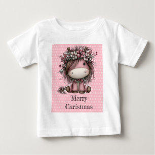 Camiseta De Bebé Unicornio de Navidad rosa