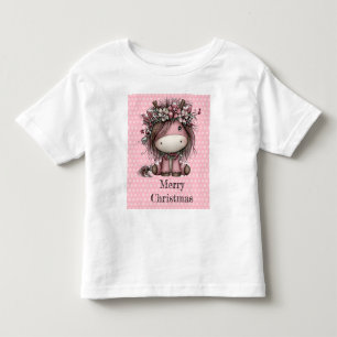 Camiseta De Bebé Unicornio de Navidad rosa