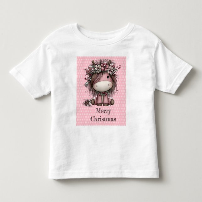 Camiseta De Bebé Unicornio de Navidad rosa (Anverso)