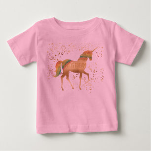 Camiseta De Bebé Unicornio de Sueño Arcoíris Dorado