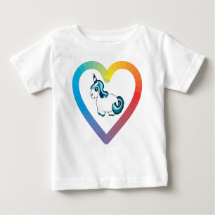 Camiseta De Bebé Unicornio del corazón del arco iris