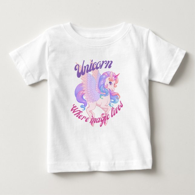 Camiseta De Bebé Unicornio donde vivió la magia (Anverso)