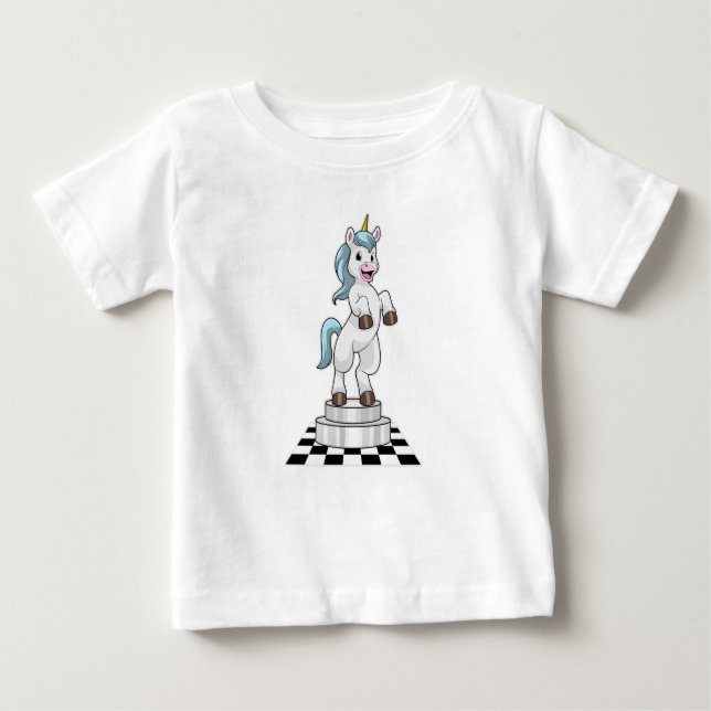 Camiseta De Bebé Unicornio en ajedrez como pieza de ajedrez Knight (Anverso)