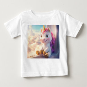 Camiseta De Bebé Unicornio en avión