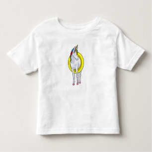 Camiseta De Bebé Unicornio en natación con anillo de natación