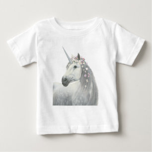 Camiseta De Bebé Unicornio espiritual con flores en Mane