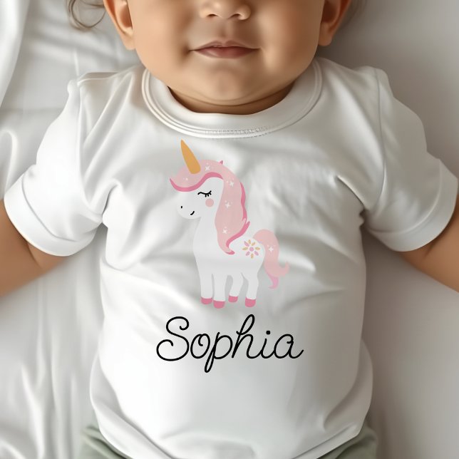 Camiseta De Bebé Unicornio, hadas, magia - Nombre personalizado (Subido por el creador)