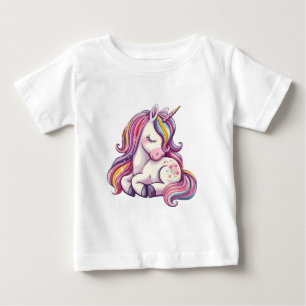Camiseta De Bebé Unicornio - Ilustración de Unicornio de Arcoíris A