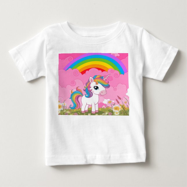 Camiseta De Bebé Unicornio lindo. (Anverso)