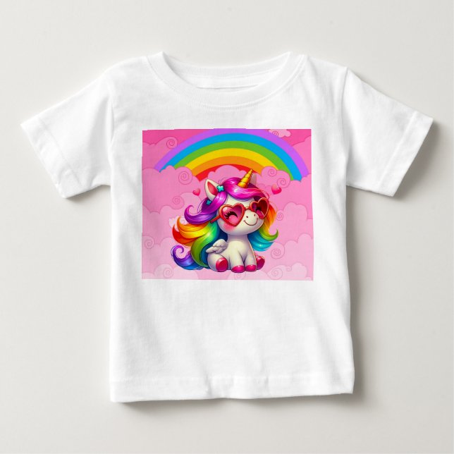 Camiseta De Bebé Unicornio lindo. (Anverso)