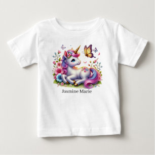 Camiseta De Bebé Unicornio lindo agregar nombre fantasía Bebe 