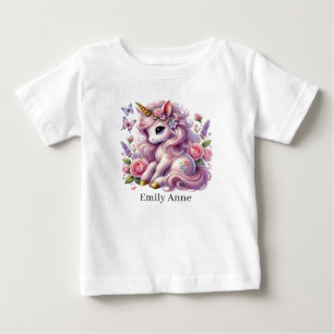 Camiseta De Bebé Unicornio lindo agregar nombre fantasía bebé