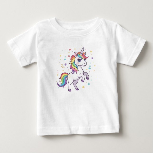 Camiseta De Bebé Unicornio Mágico Arcoíris – Niños Alegres (Anverso)