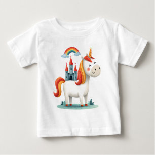 Camiseta De Bebé Unicornio Mágico con Castillo y Arcoíris – Niño Li