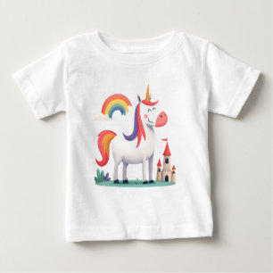 Camiseta De Bebé Unicornio Mágico con Castillo y Arcoíris – Niños 