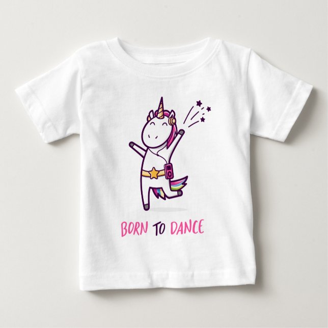 Camiseta De Bebé Unicornio Nacido Para Bailar (Anverso)