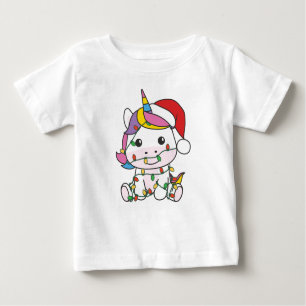 Camiseta De Bebé Unicornio Navidades de animales de invierno festej