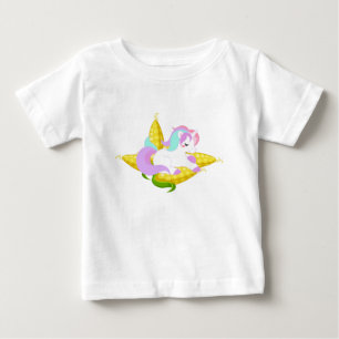 Camiseta De Bebé unicornio pastel en la masa