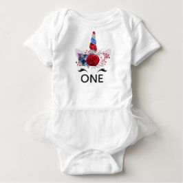Camiseta De Bebé Unicornio Patriótico Rojo, Blanco y Azul